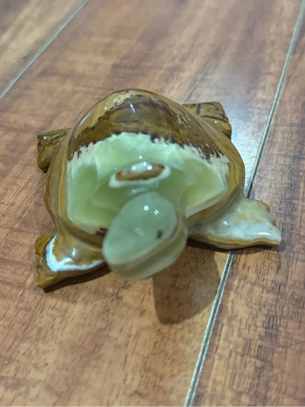 Handcrafted Green and Brown Jasper Turtle Figurine - Home Accents